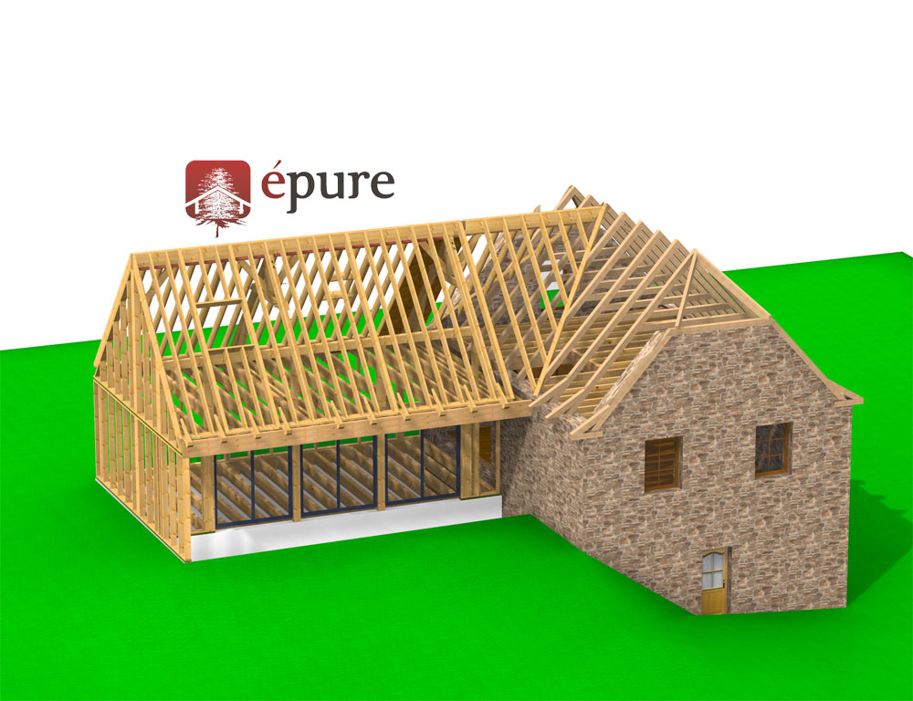 vue 3D 1 structure extension ossature bois st cyprien epure construction bois